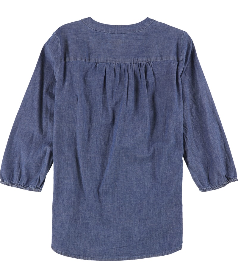 Jones New York Womens Chambray Denim Tunic Blouse