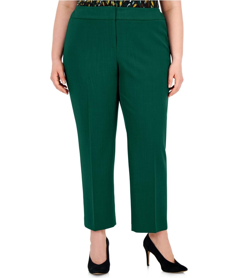 Kasper Womens Stretch Crepe Straight Leg Casual Pants