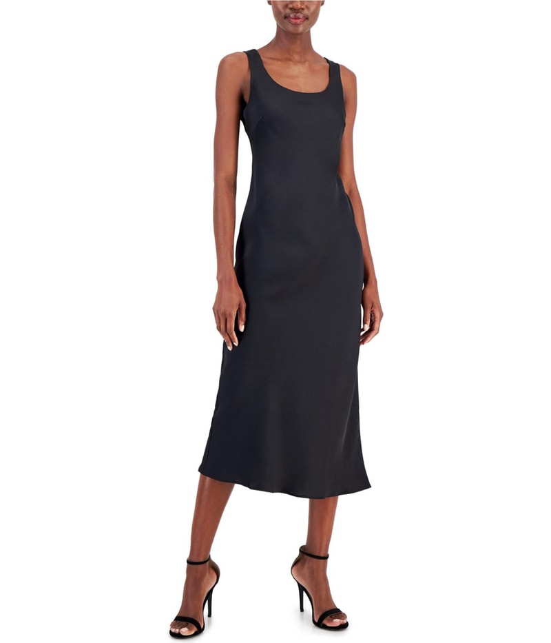 Anne Klein Womens Solid Bias Cut Midi Dress