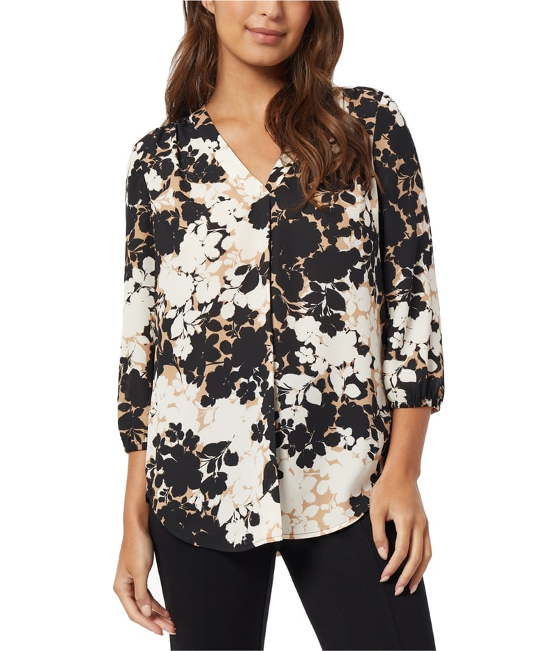 Jones New York Womens Brown Top Peasant Blouse
