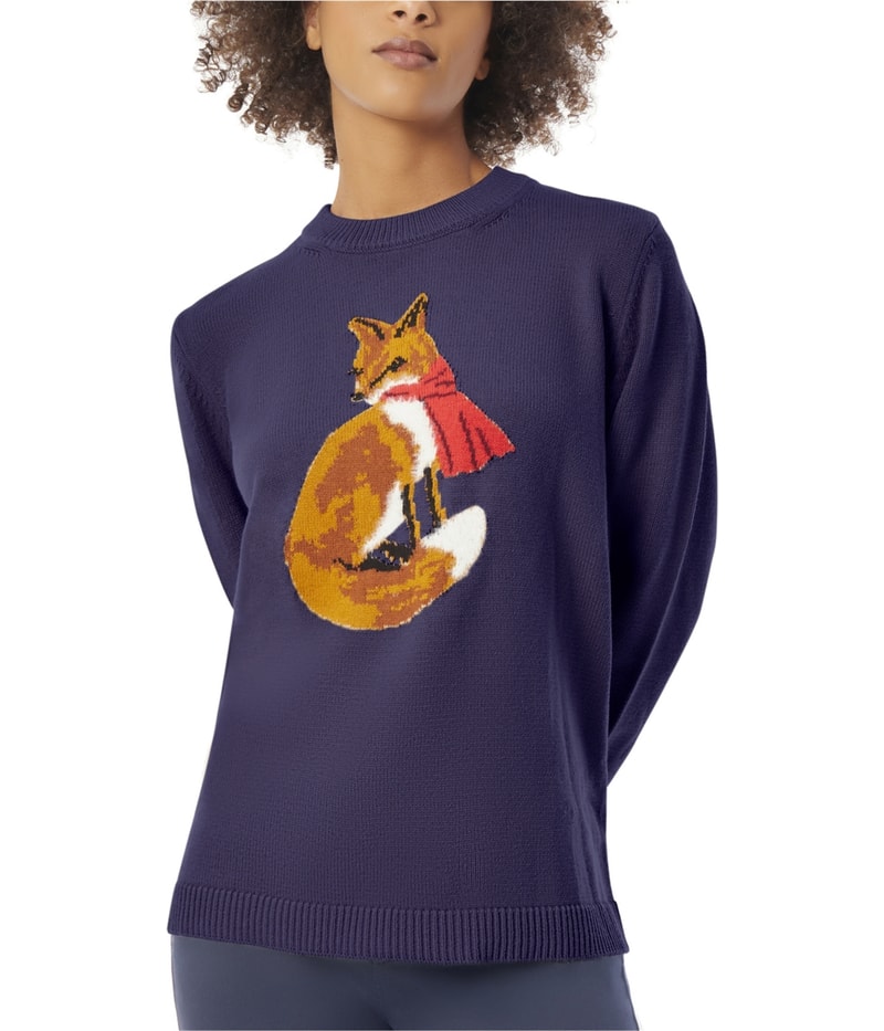 Jones New York Womens Fox Knit Sweater