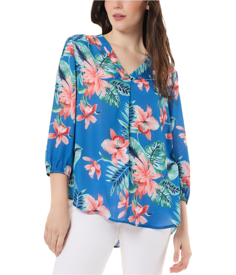 Jones New York Womens Floral Peasant Blouse
