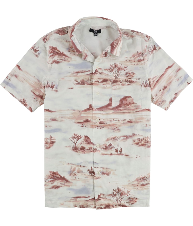 Frye Mens Graphic Applique Button Up Shirt