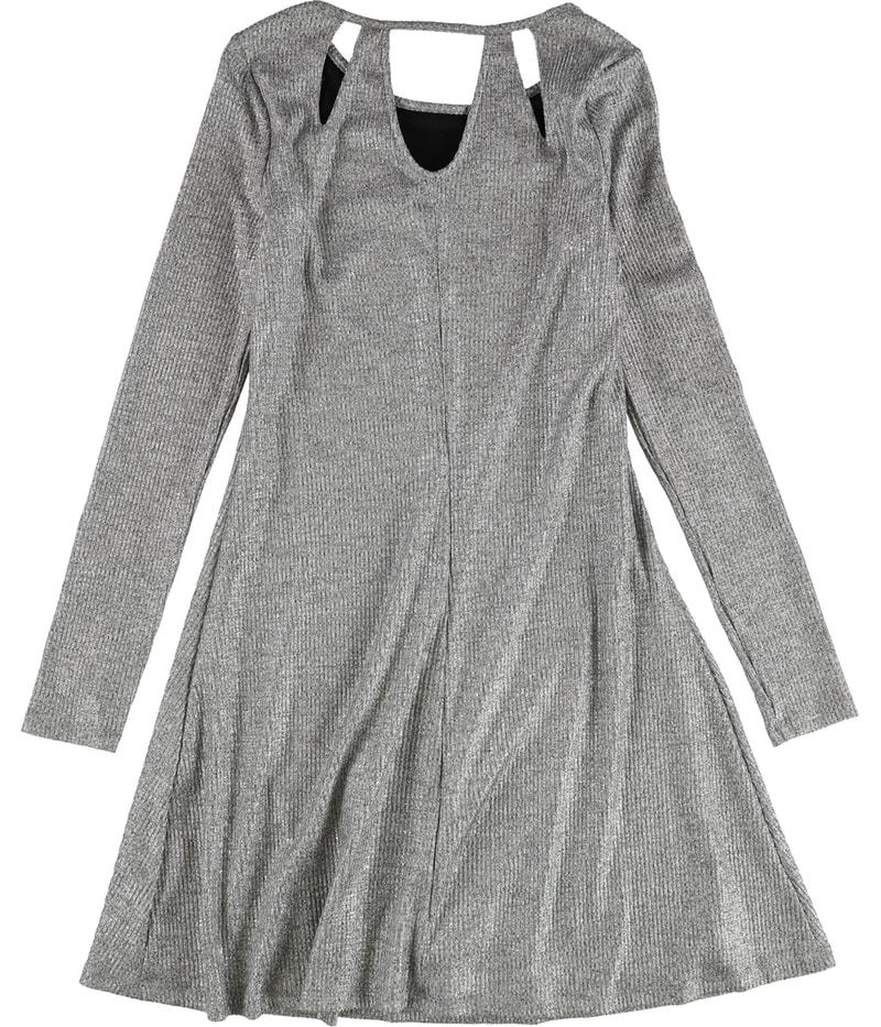 bar III Womens Silver Metallic Shift Dress