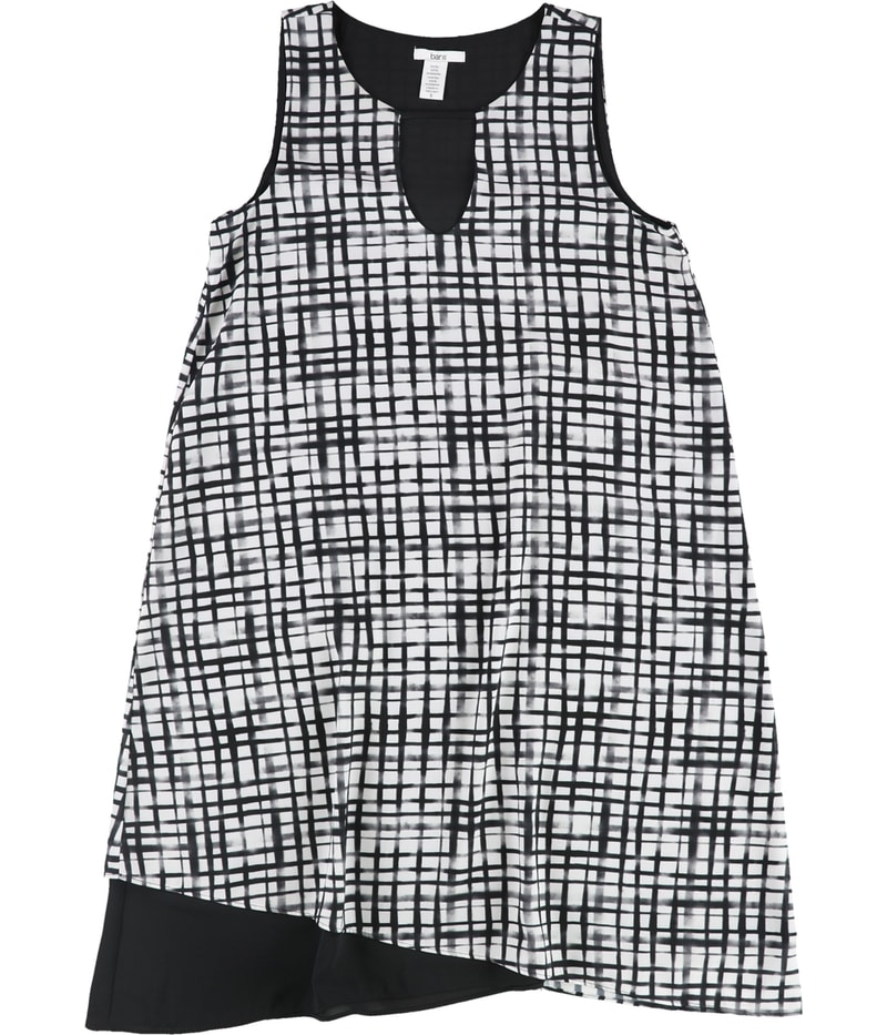 bar III Womens Sleeveless Grid Shift Dress