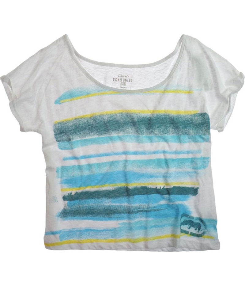 Ecko Unltd. Womens Open Neck Painted Stripe Graphic T-Shirt