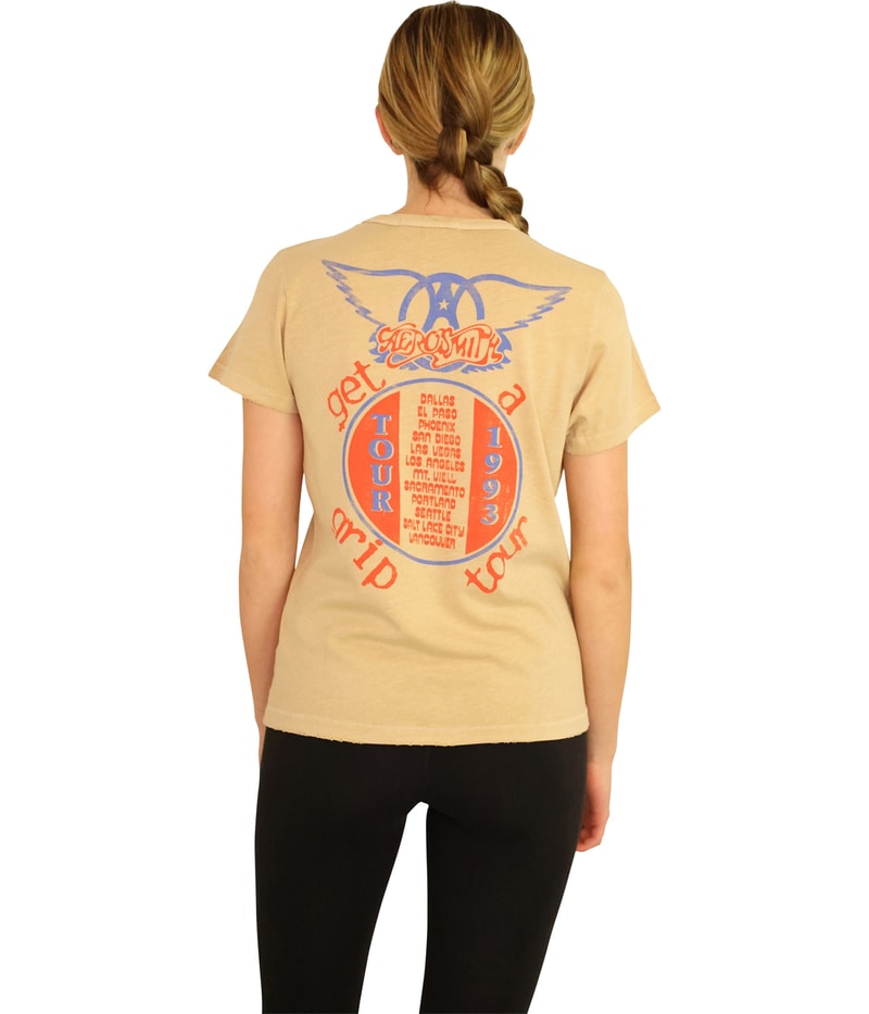 Junk Food Womens Aerosmith Get A Grip Tour ’93 Graphic T-Shirt