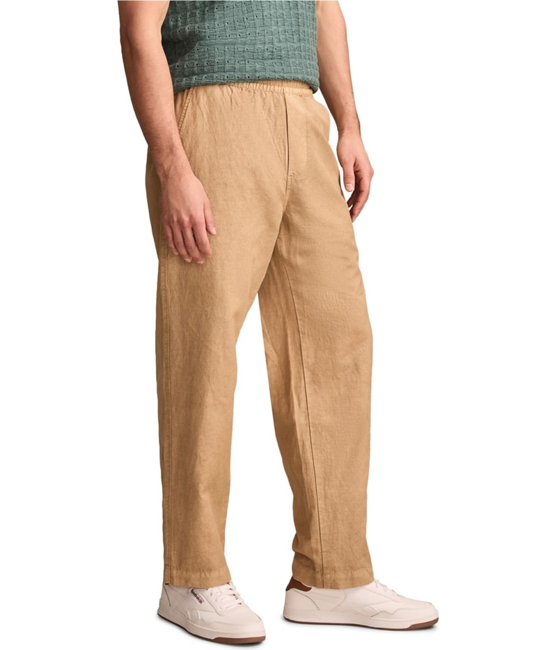 Lucky Brand Mens Linen Pull On Straight Leg Lounge Casual Pants