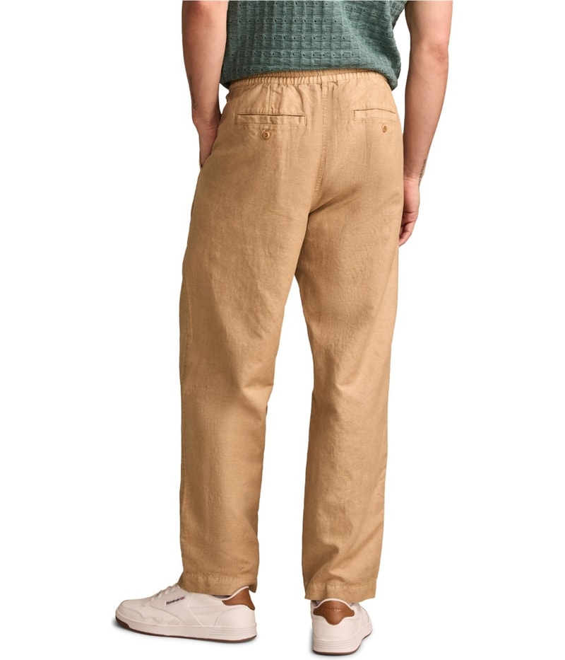 Lucky Brand Mens Linen Pull On Straight Leg Lounge Casual Pants