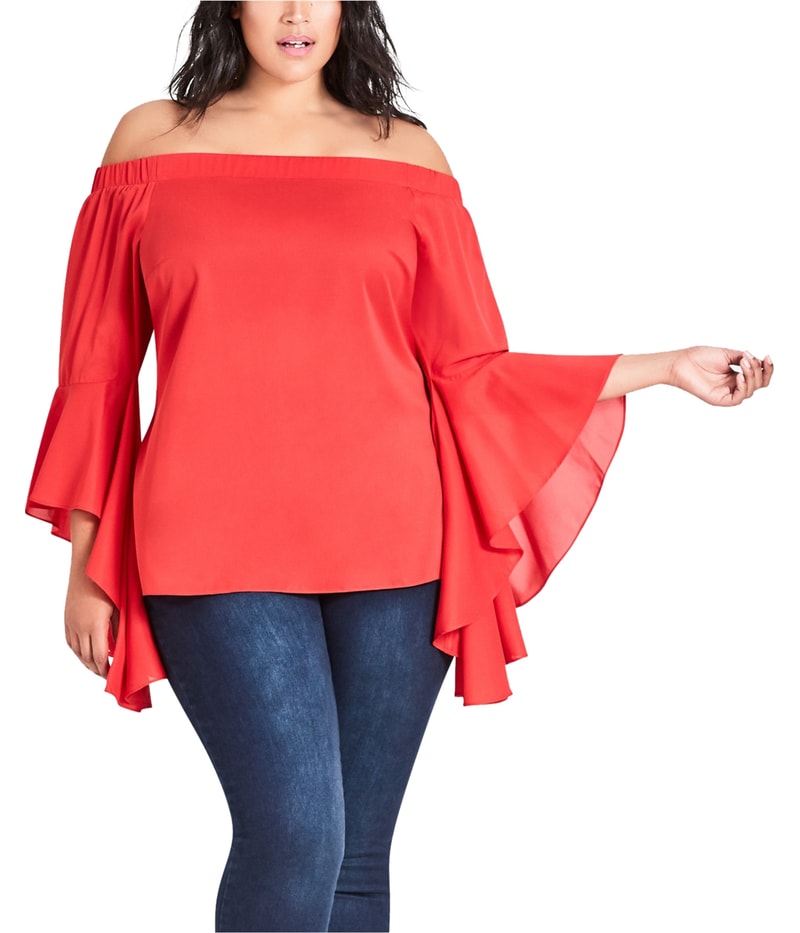 City Chic Womens Romantic Off the Shoulder Blouse