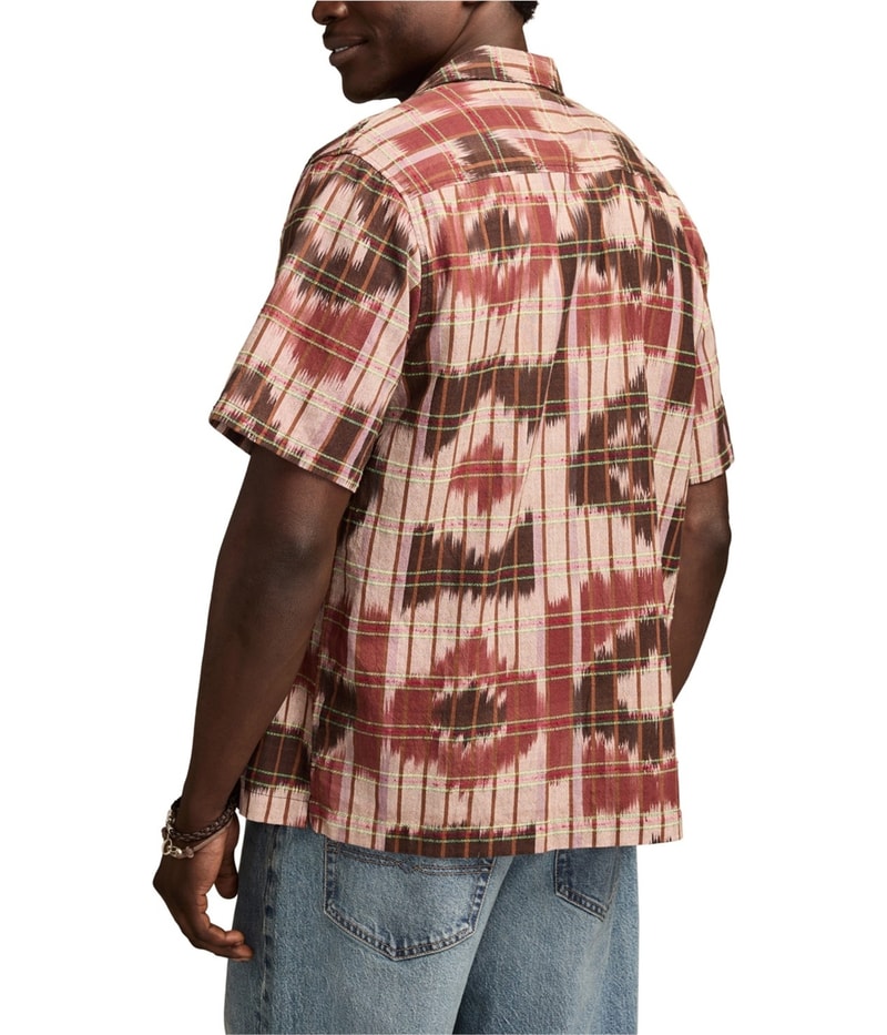 Lucky Brand Mens Dye-Pattern Button Up Shirt