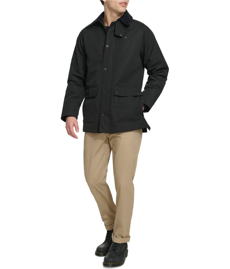 Tommy Hilfiger Mens Corduroy-Collar Barn Coat Outerwear