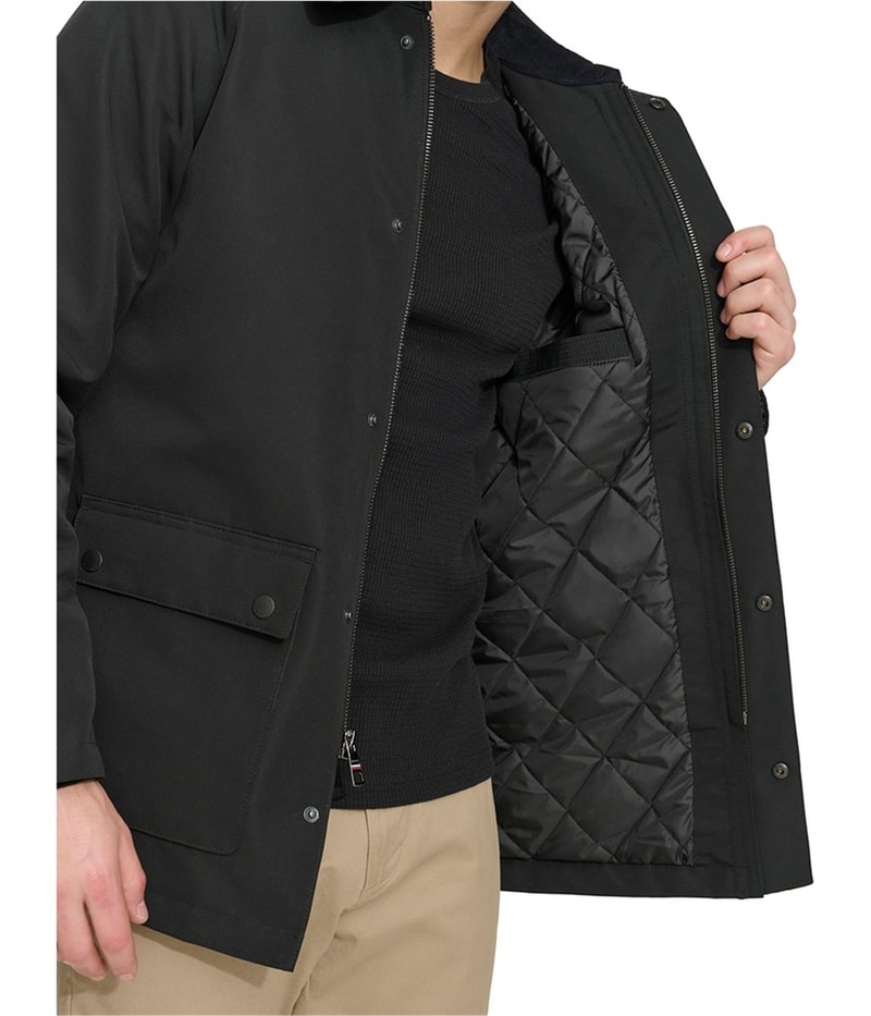 Tommy Hilfiger Mens Corduroy-Collar Barn Coat Outerwear