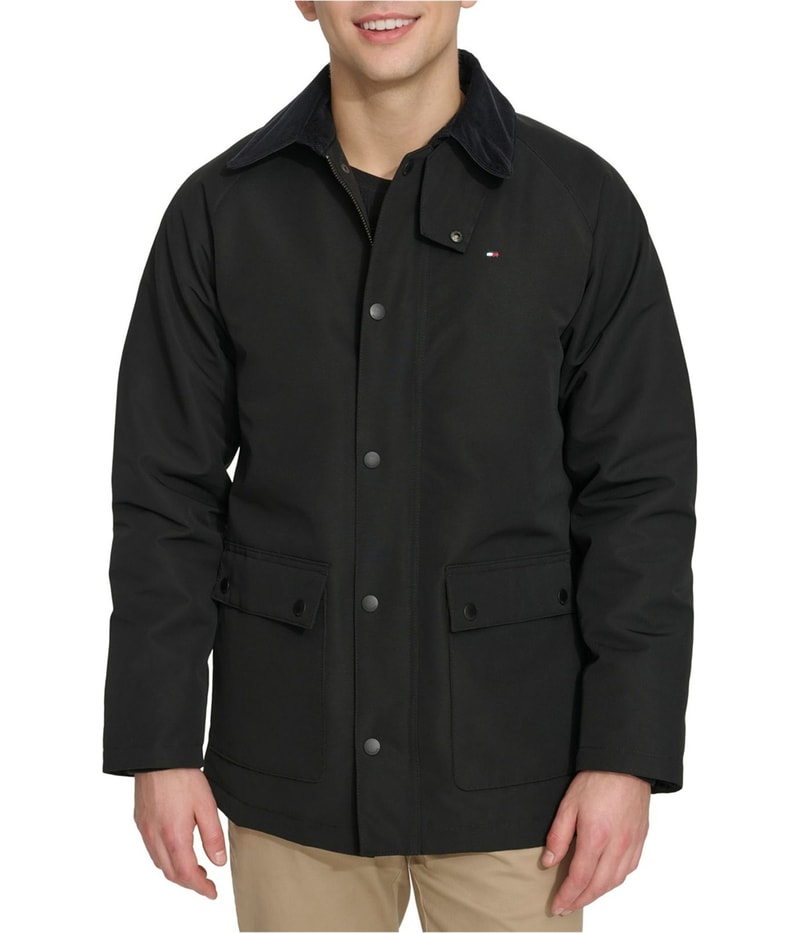 Tommy Hilfiger Mens Corduroy-Collar Barn Coat Outerwear