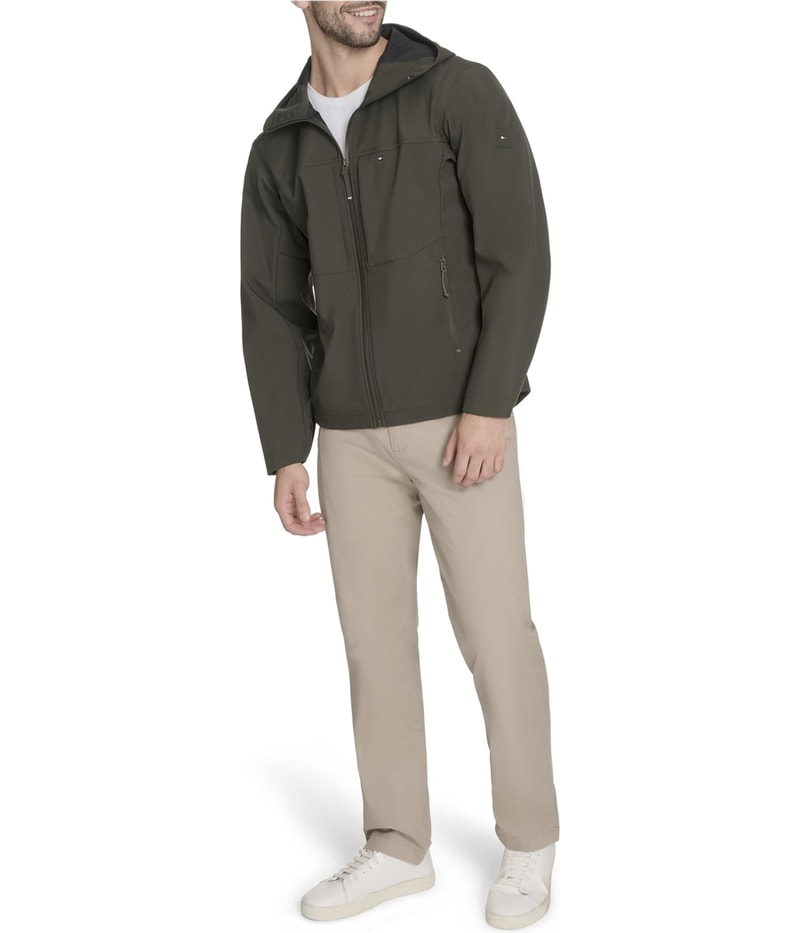 Tommy Hilfiger Mens Stand Collar Bomber Jacket in Green, view 6