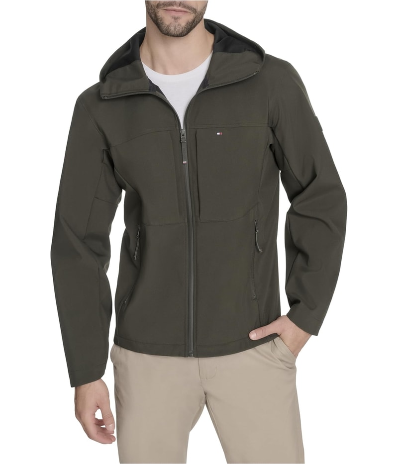 Tommy Hilfiger Mens Stand Collar Bomber Jacket in Green, view 7