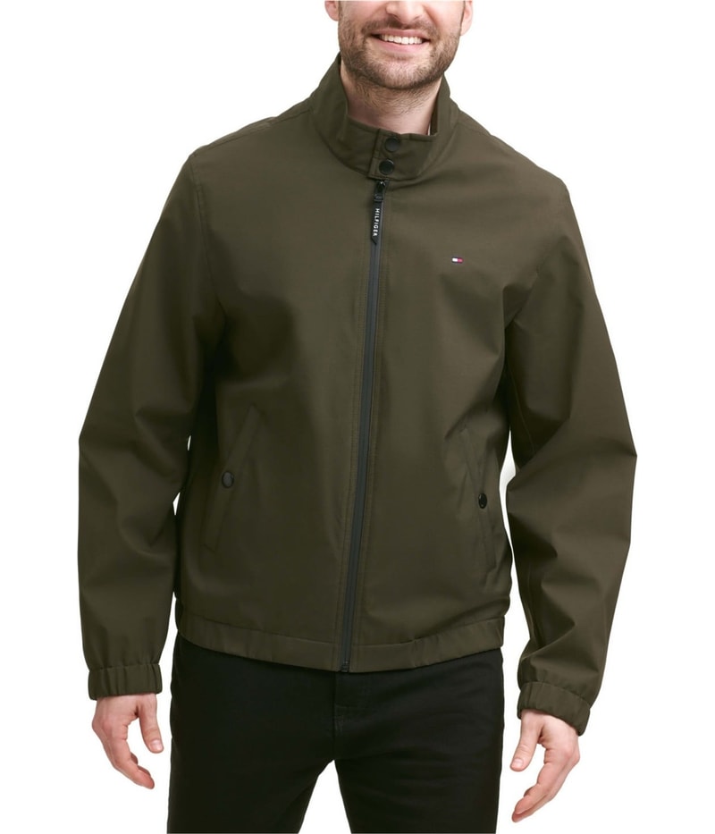 Tommy Hilfiger Mens Stand Collar Bomber Jacket in Green, view 8