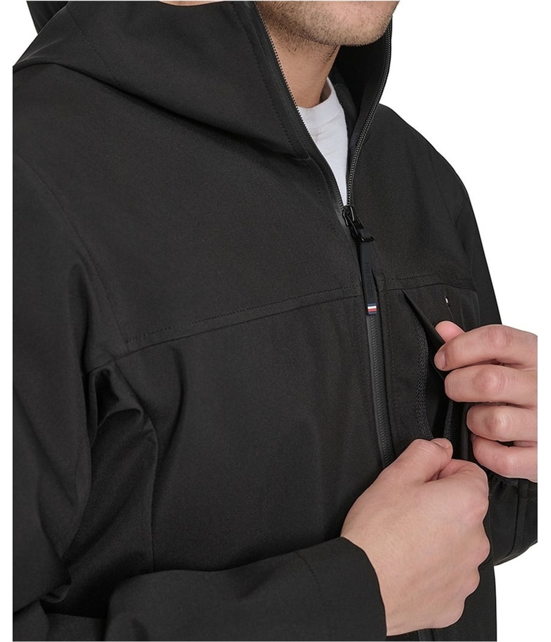 Tommy Hilfiger Mens Soft Shell Hooded Raincoat