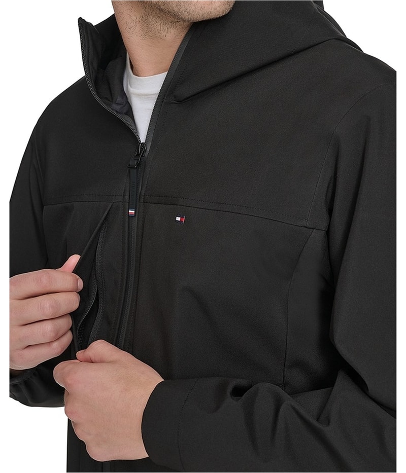 Tommy Hilfiger Mens Soft Shell Hooded Raincoat