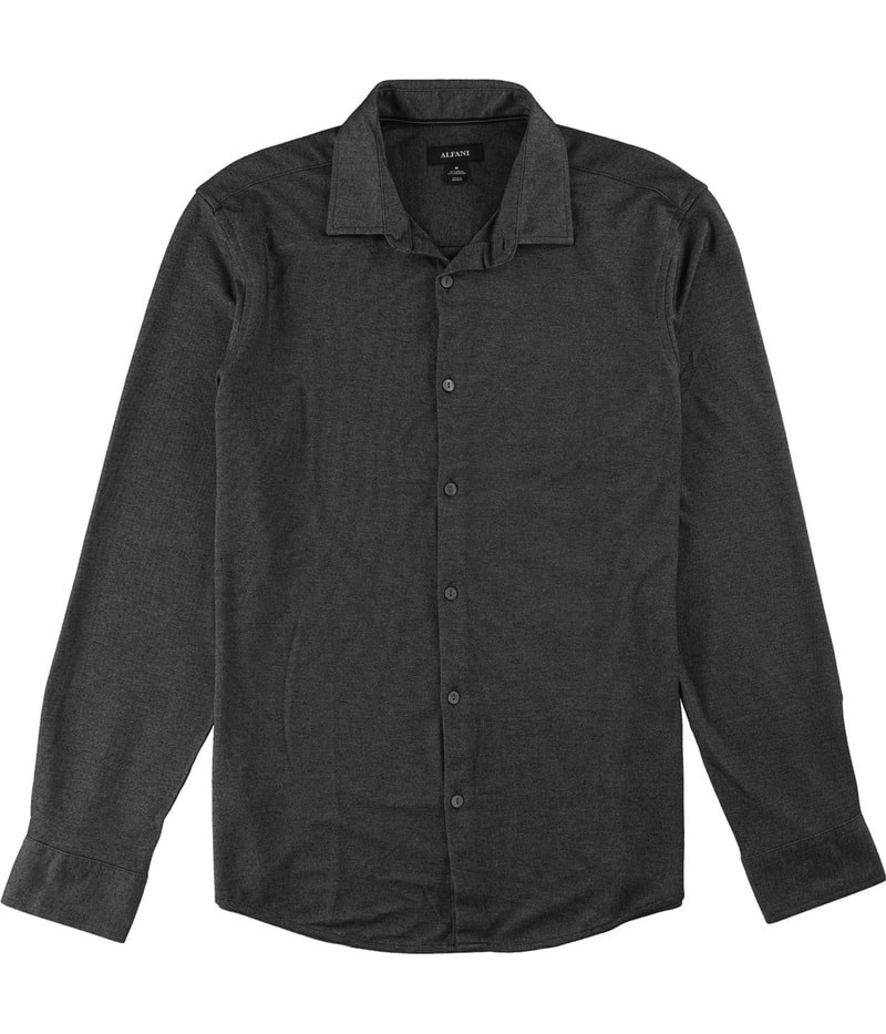 Alfani Mens Heathered Stretch Button Up Shirt