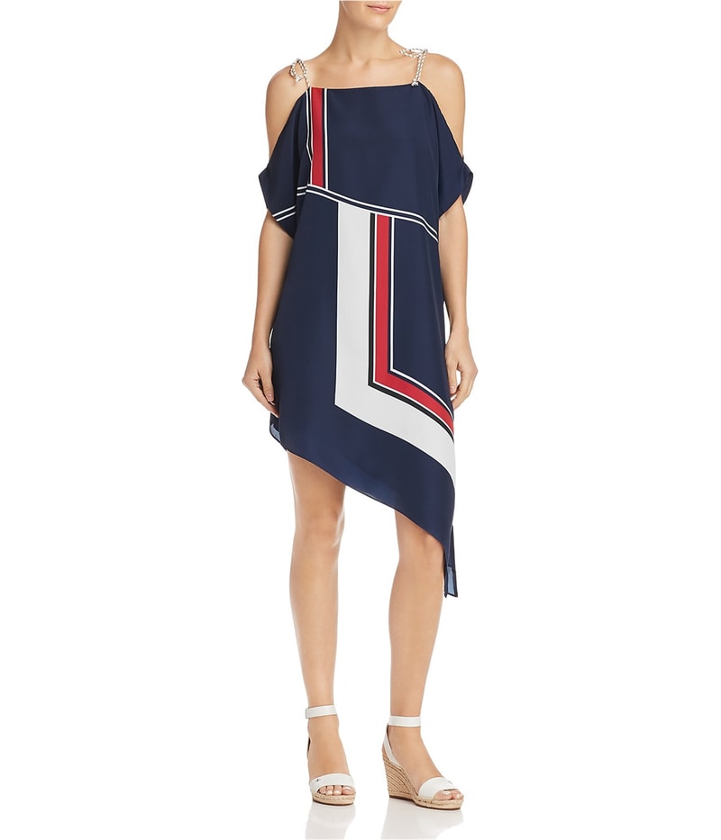Joie Womens Colorblock Asymmetrical Dress