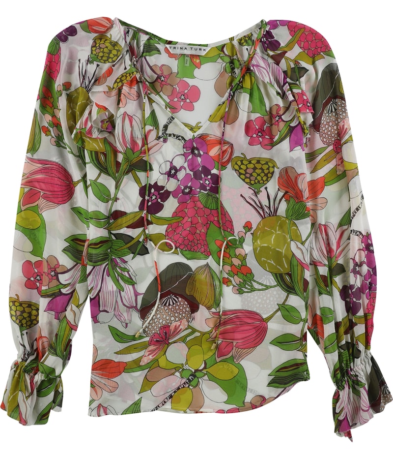 Trina Turk Womens Magnolia Floral Shell Blouse