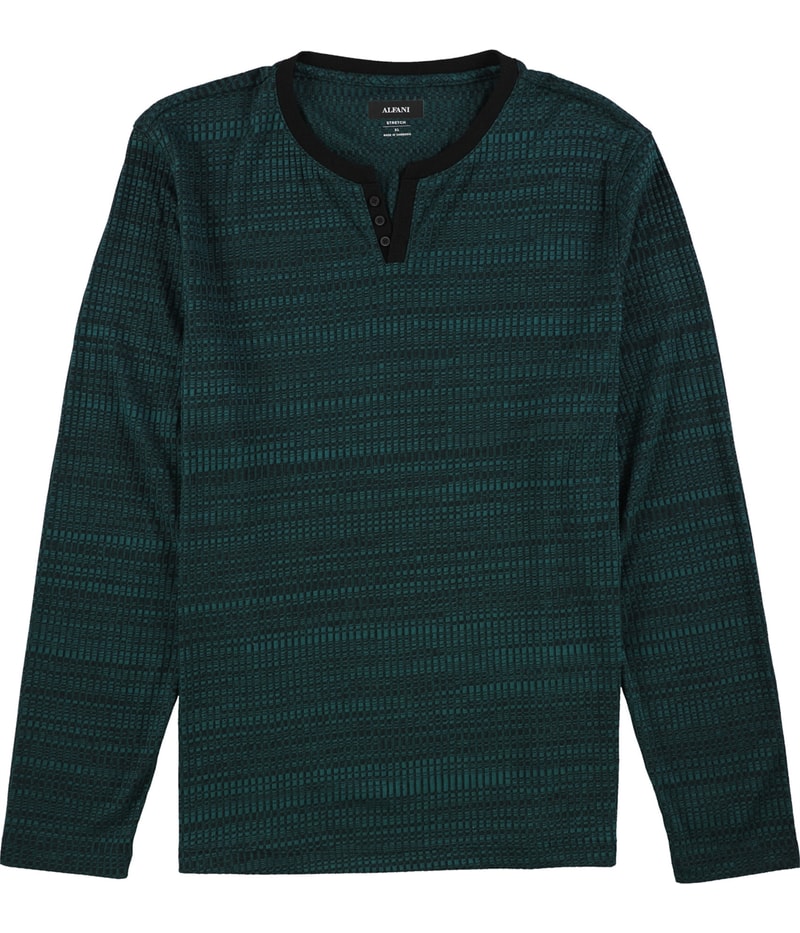 Alfani Mens Textured Henley Shirt