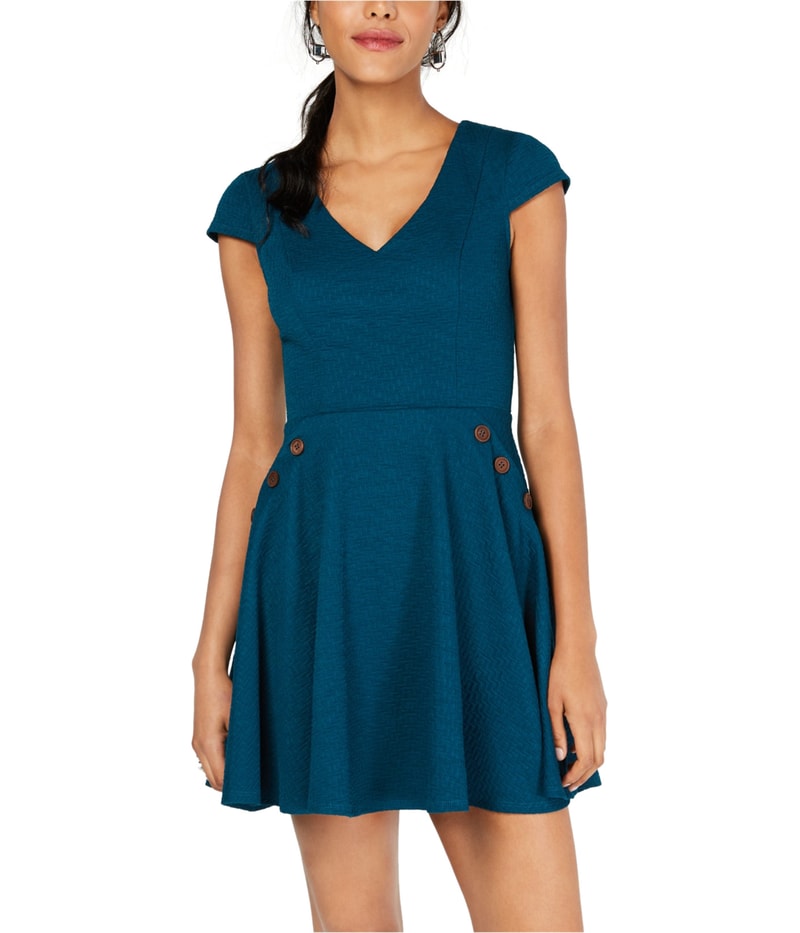 City Studio Womens Sailor-Button Fit & Flare Dress