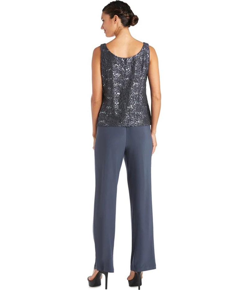 R & M Richards Womens Lace Sequin Tank Top