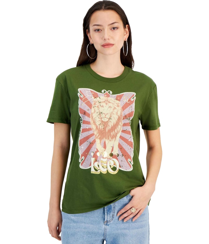 Self Esteem Womens Leo Graphic-Print Graphic T-Shirt