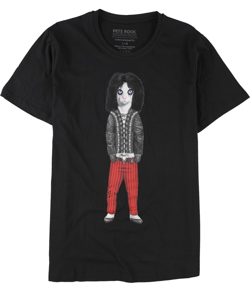 Elevenparis Mens Shock Rock Cat Graphic T-Shirt