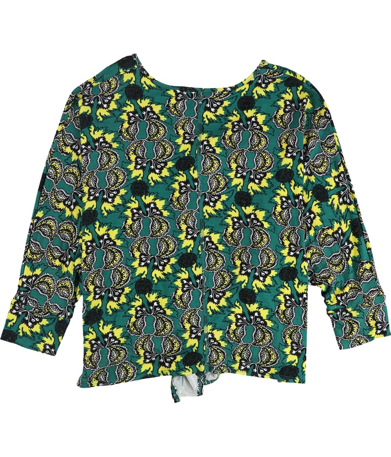 Karen Kane Womens Floral Tie Front Button Down Blouse