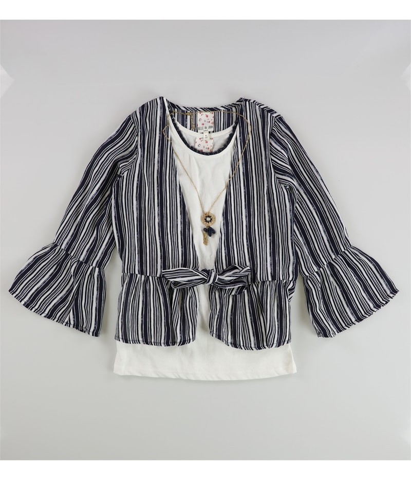 Belle du Jour Girls Tied-front Kimono Top Blouse
