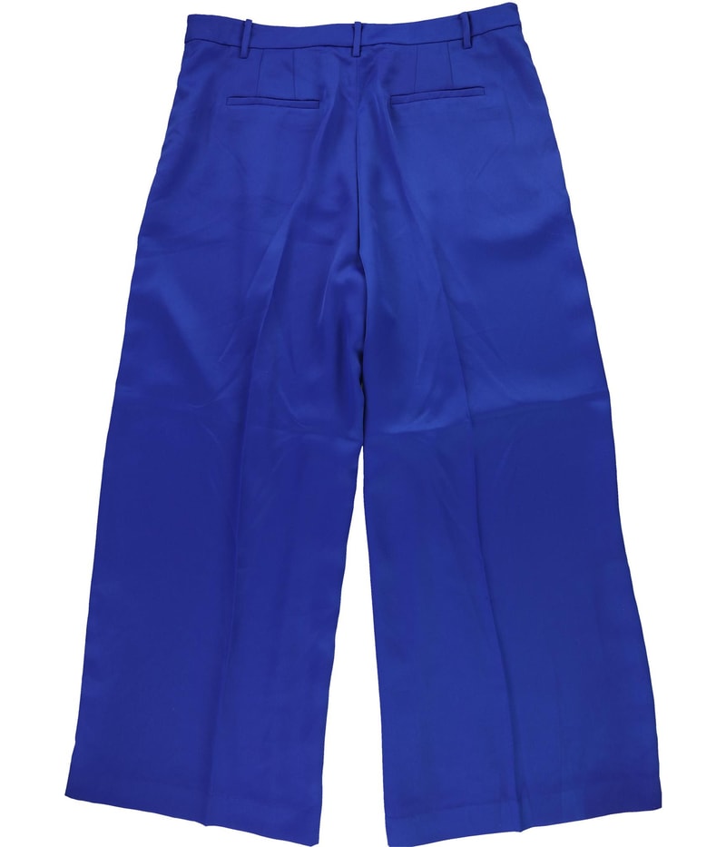 Ralph Lauren Womens Pleated Satin Crepe Wide Straight Leg Relaxed Casual Pants