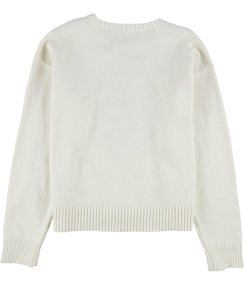Ralph Lauren Womens Intarsia-Knit Crest Cotton-Blend Pullover Sweater