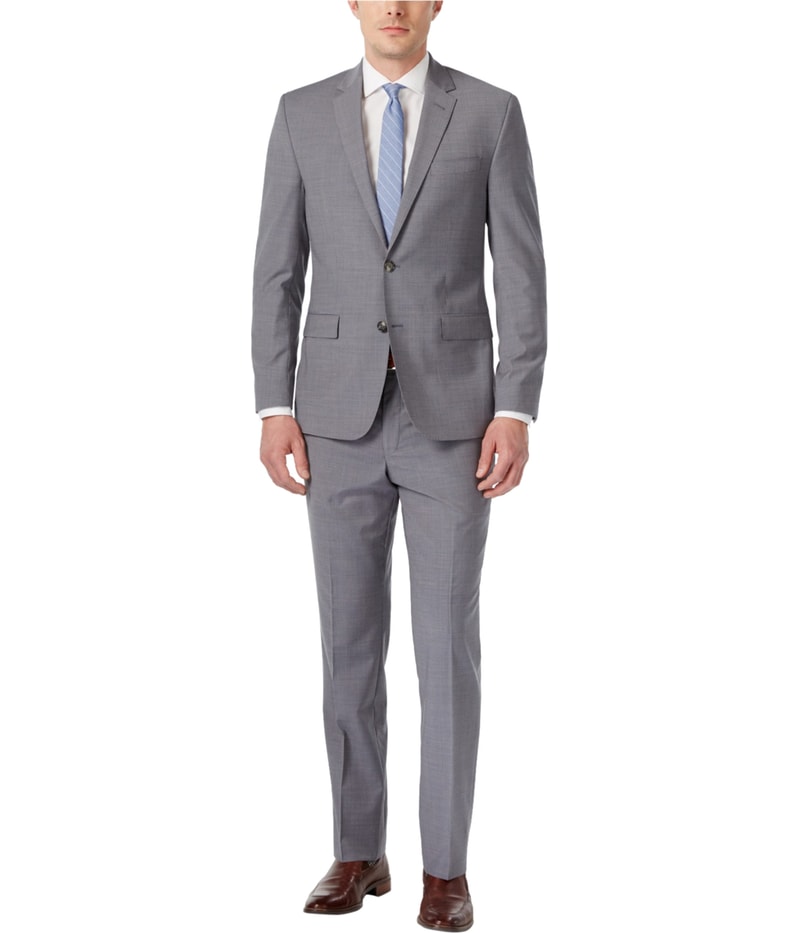 Kenneth Cole Mens Checked Performance Travel Two Button Formal Suit