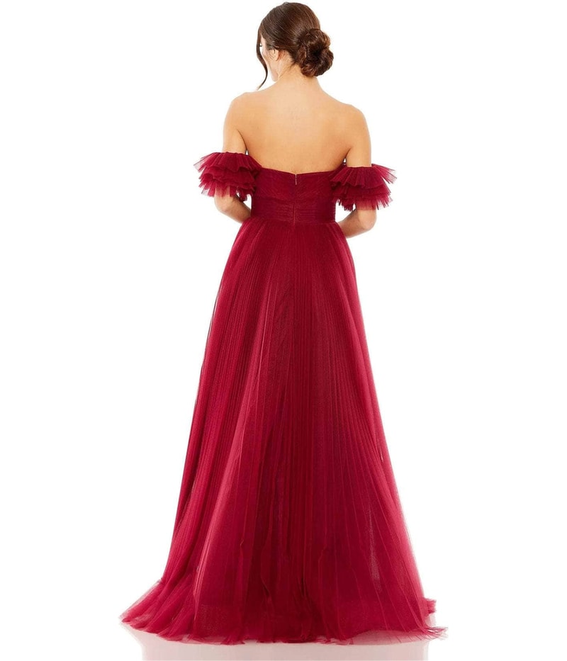 Mac Duggal Womens Off Shoulder Tulle Gown Dress