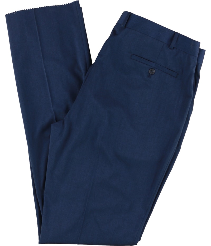 Kenneth Cole Mens Sharkskin Straight Leg Dress Pant Slacks in Blue-Midnightblue, view 2