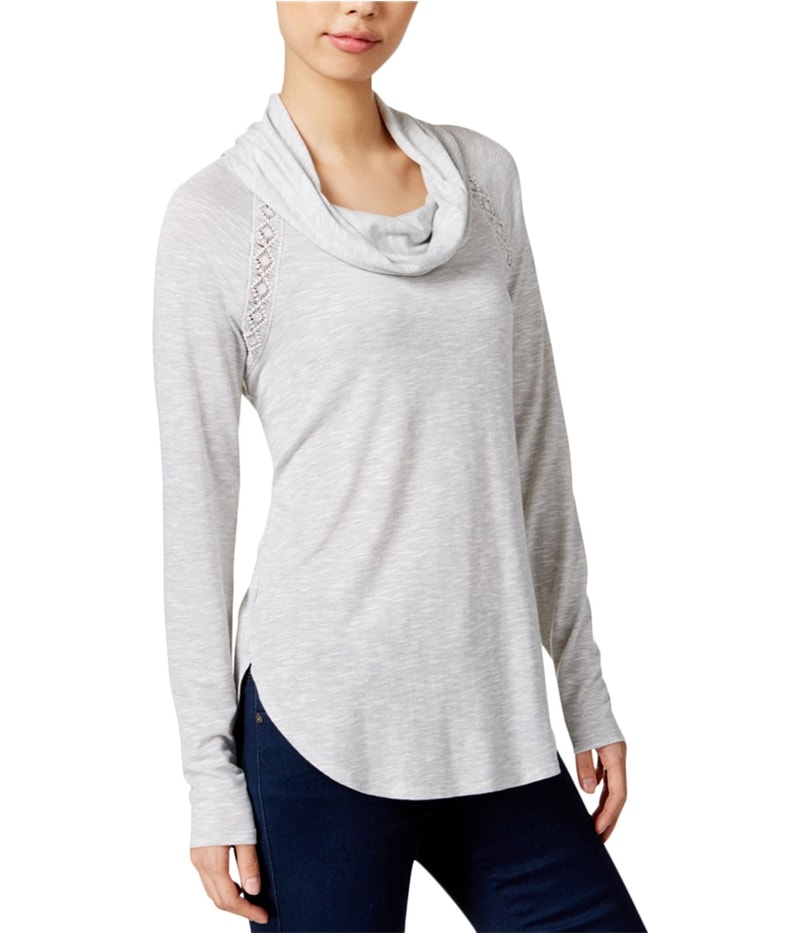 maison Jules Womens Crocheted Trim Basic T-Shirt