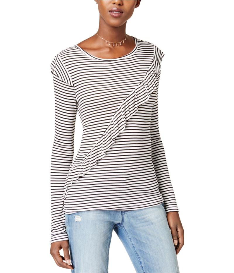 maison Jules Womens Ruffled Trim Basic T-Shirt