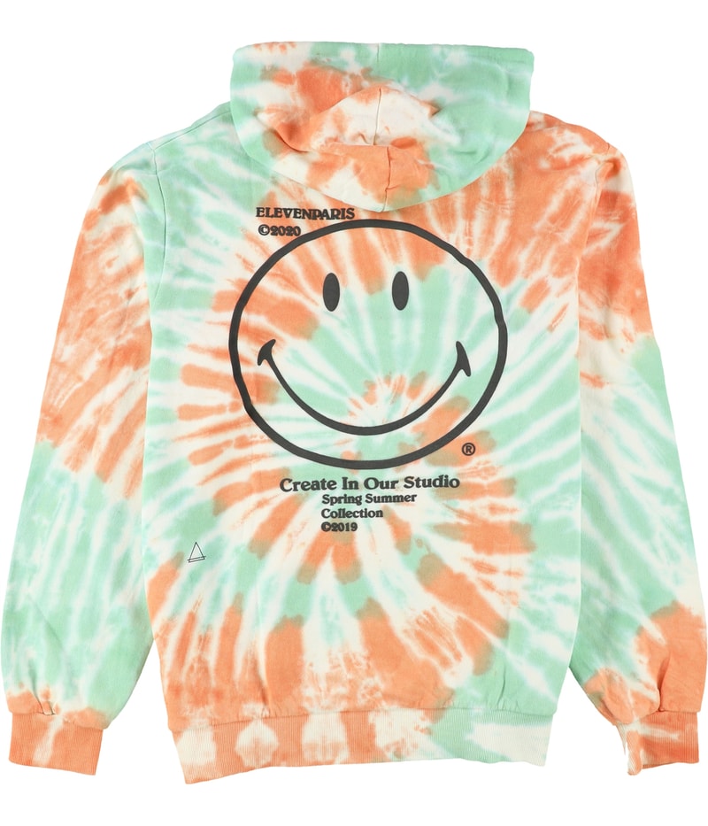 Elevenparis Mens Labech Smiley Tie Dye Hooded Hoodie Sweatshirt
