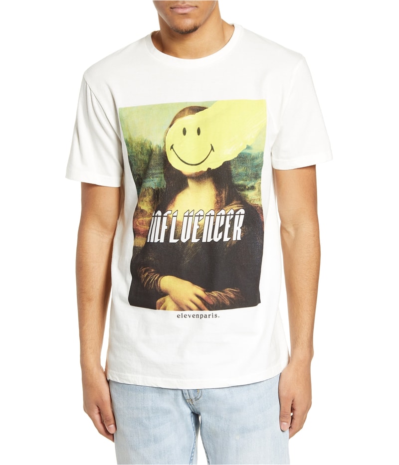 Elevenparis Mens Mona Lisa Smiley Graphic T-Shirt