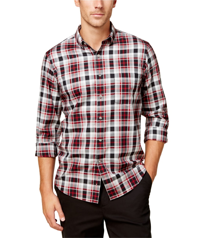 Club Room Mens Relaxed Plaid Button Up Shirt