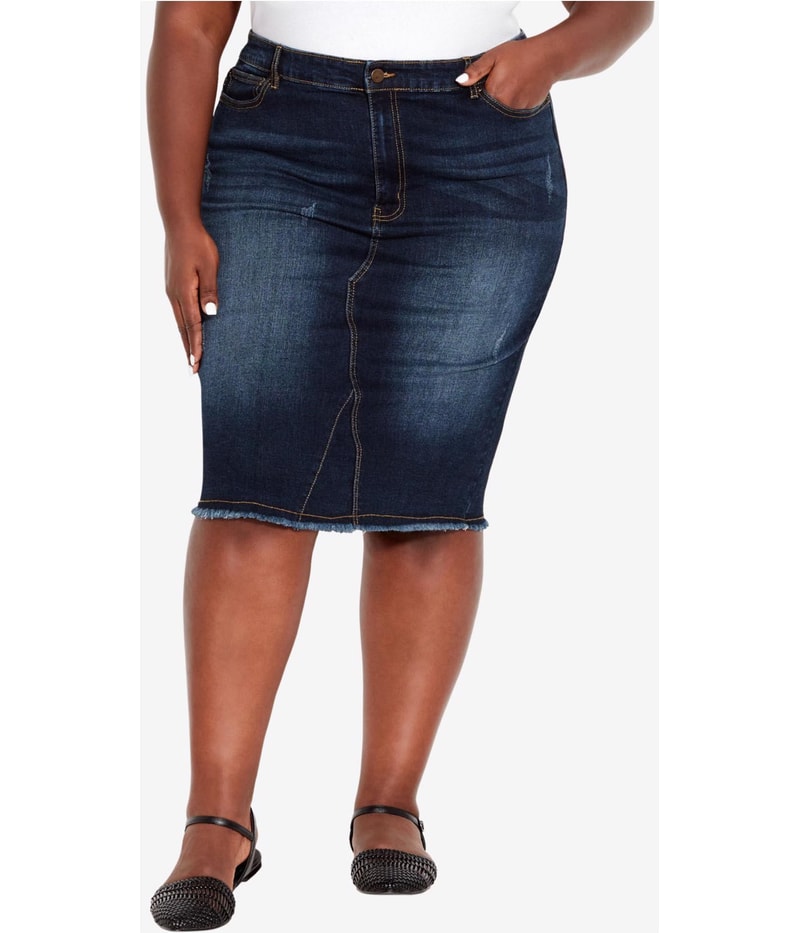 avenue Womens Denim Stretch Mini Skirt