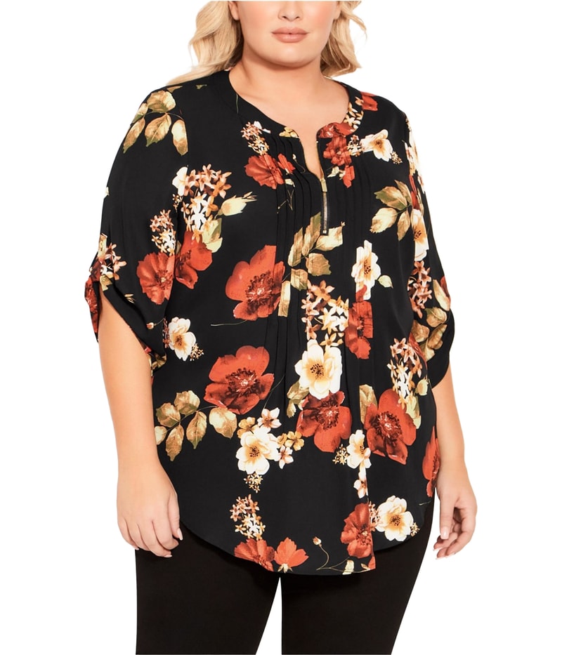 avenue Womens Eastbrook Floral Knit Blouse
