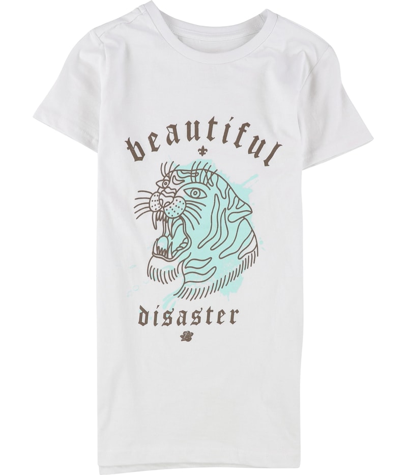 Elevenparis Womens Beautiful Disaster Graphic T-Shirt