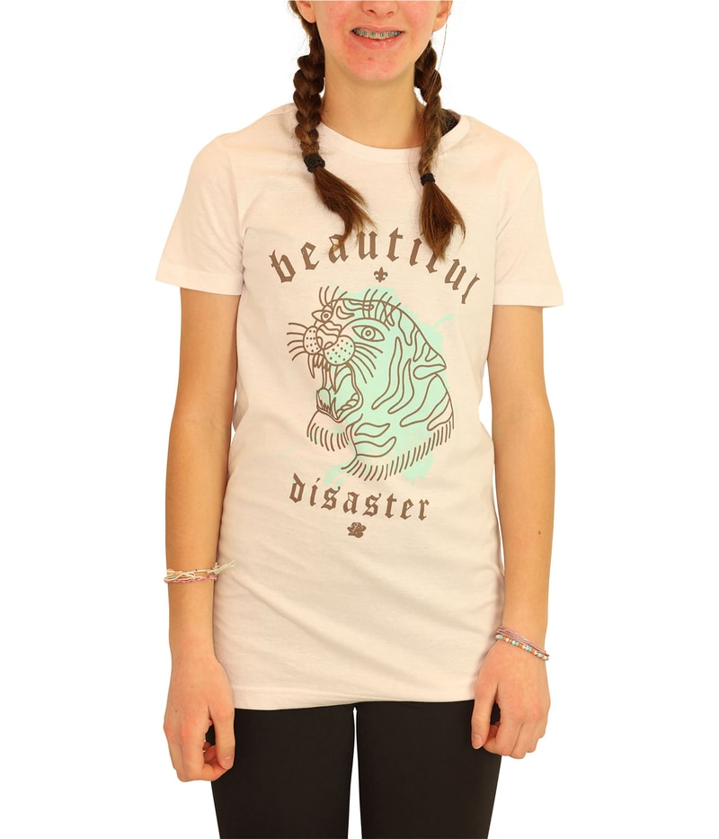 Elevenparis Womens Beautiful Disaster Graphic T-Shirt