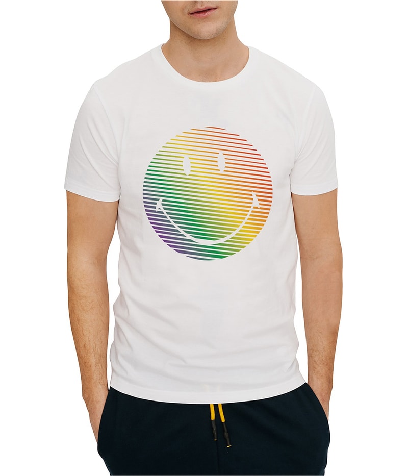 Elevenparis Mens Ombre Smiley Graphic T-Shirt