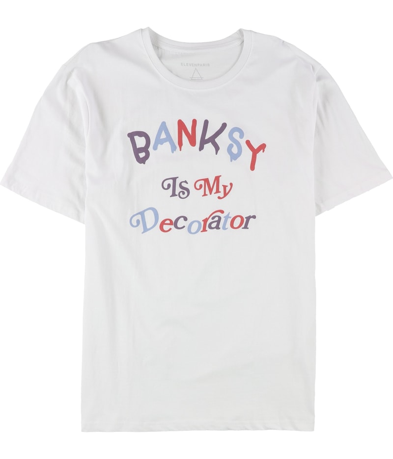 Elevenparis Mens Banksy Is My Decorator Graphic T-Shirt