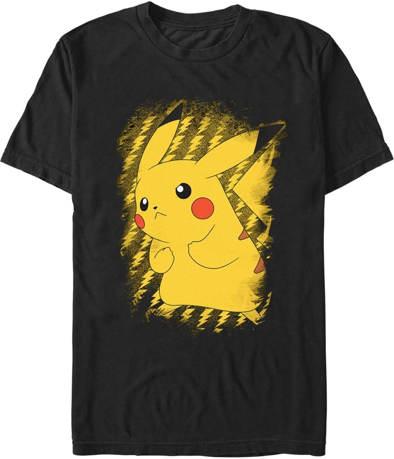 Fifth Sun Mens Pikachu Lightning Portrait Graphic T-Shirt in Yellow and Black, image 2 of 2